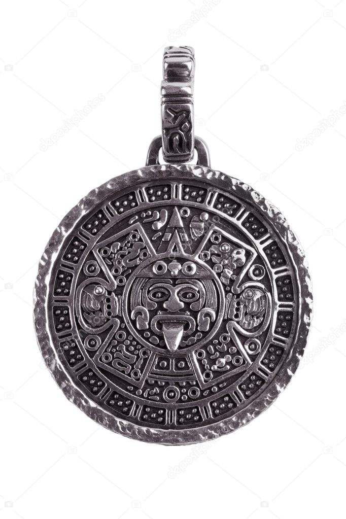 Pendant engraved with the Mayan calendar