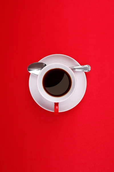 Kaffekopp, fat och sked — Stockfoto