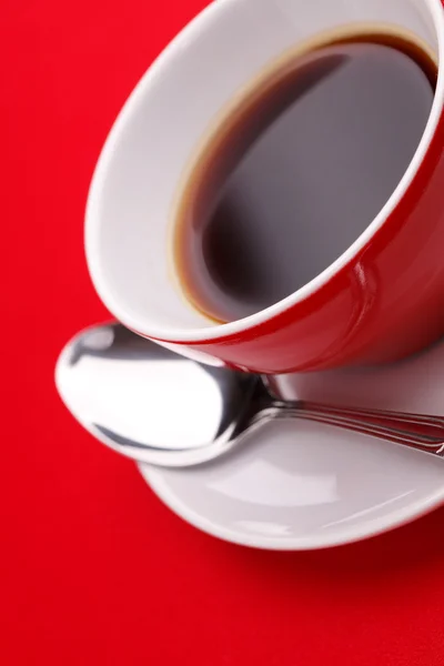 Kaffekopp med sked — Stockfoto