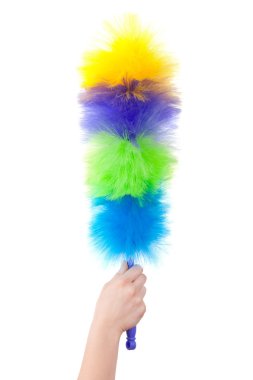 Multi-colored brush for cleaning the dust clipart