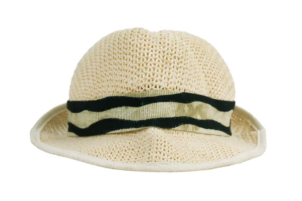 Proutěný světle béžový klobouk — Stock fotografie
