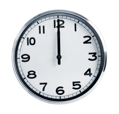 Wall office clock showing at noon clipart