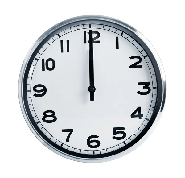 Wall office clock showing at noon — Stock Photo, Image