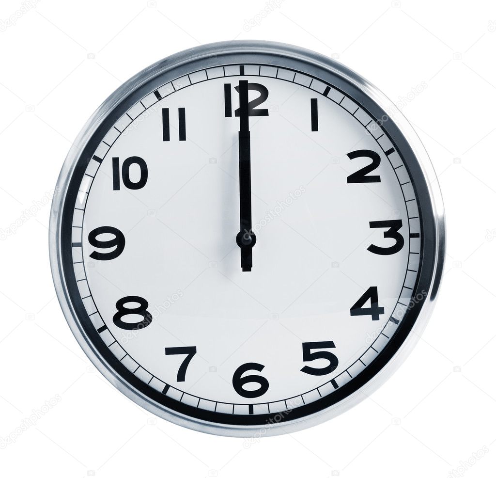 Wall office clock showing at noon