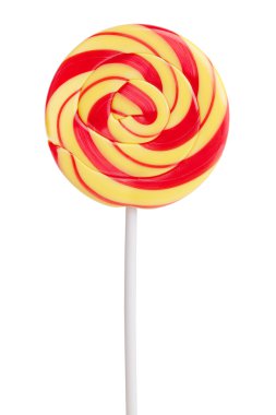 Delicious, sweet red and yellow lollipop clipart