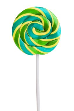 Delicious, sweet green and yellow lollipop clipart