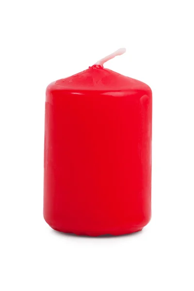 Thick red wax candle with a wick — Stock Photo, Image