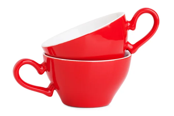Dva elegantní červené kávové šálky — Stock fotografie