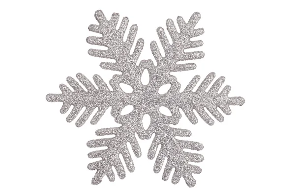 Декоративна прикрашена золотиста сніжинка на білому тлі — стокове фото