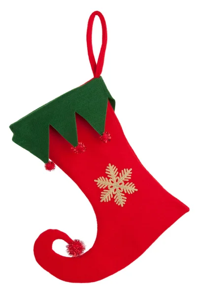 Recortar un calcetín de Navidad con una nariz doblada — Foto de Stock