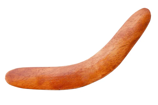 Brown wooden boomerang isolated — Stock Photo, Image