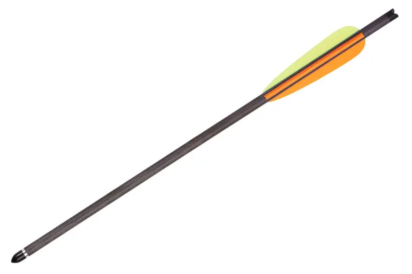 Flèche noire pour Arbalète avec plumes colorées — Photo