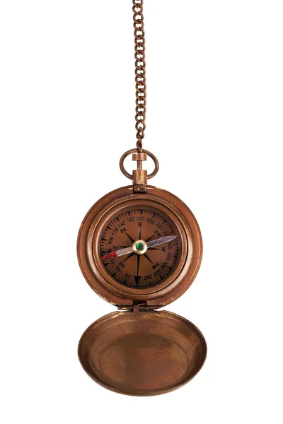 Pocket compass hanging from a chain — Stock Photo, Image