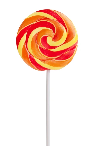 Colorful red and yellow candy on a stick — Stock Photo, Image