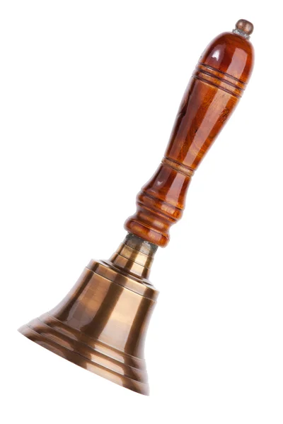 Винтажный медный колокол на деревянной ручке — стоковое фото