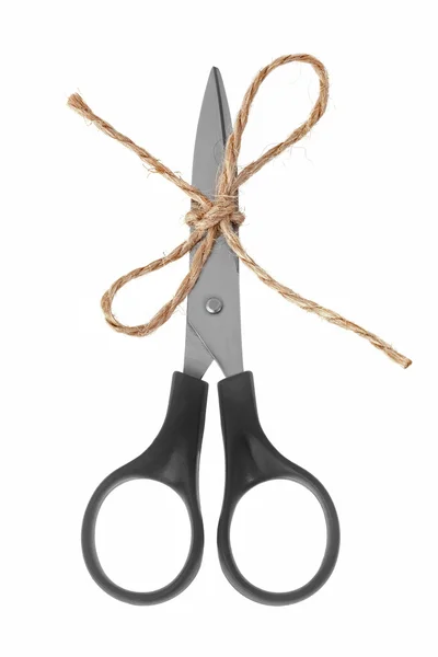 Scissors with blades tied with twine — Stock Photo, Image