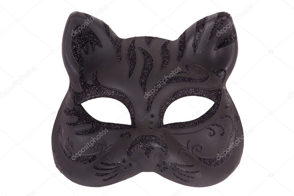Mask in the form of the muzzle a cat on a white background