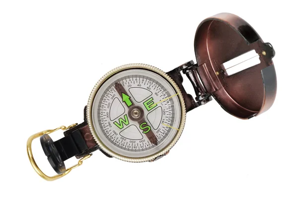 Metal pocket travel compass — Stock Photo, Image