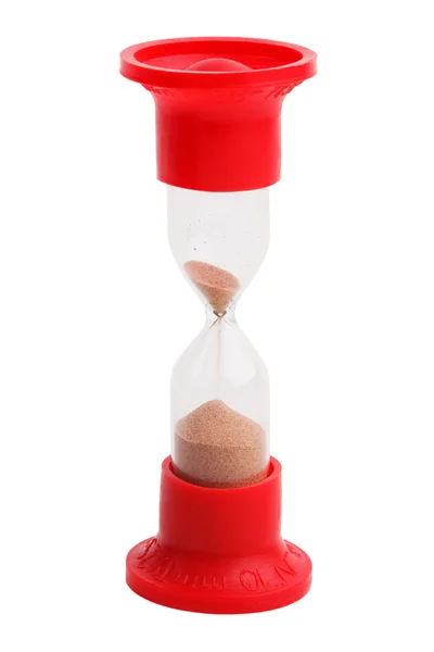 Hourglass in a red plastic case — Stock Photo, Image