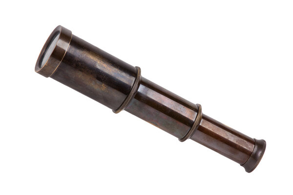 Antique folding telescope of copper