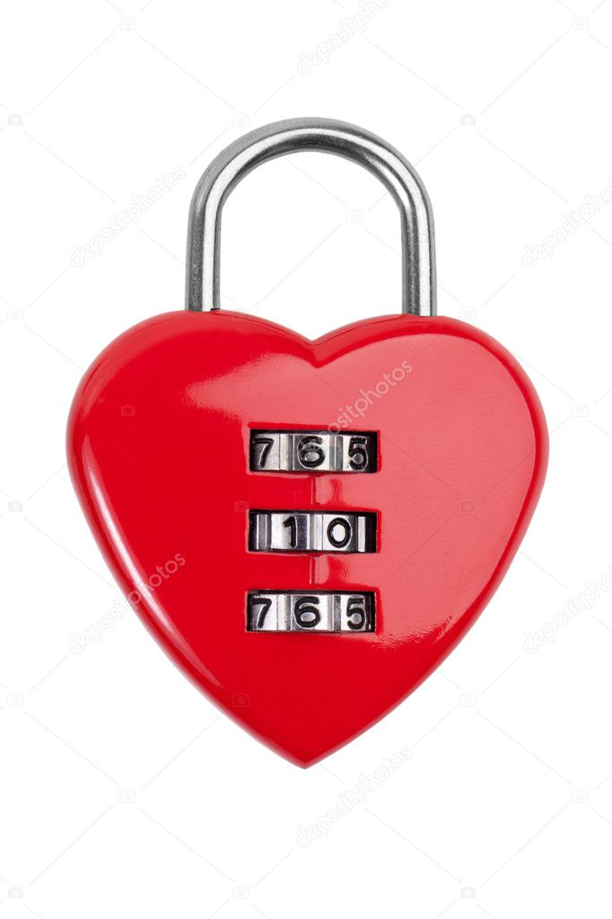 Combination lock with a red heart