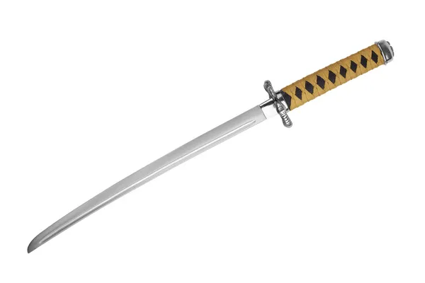Japanse samurai zwaard met een geel-zwarte inkt — Stockfoto
