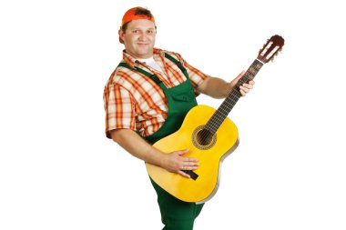 Work in overall plays guitar clipart