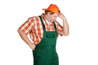 Worker dressed in overall clipart