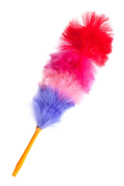 Soft colorful duster with plastic handle clipart