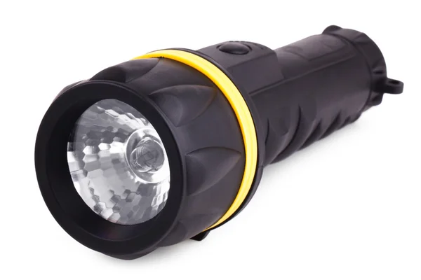 Black plastic flashlight — Stock Photo, Image