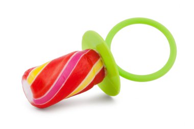 Colorful candy in a baby pacifier clipart