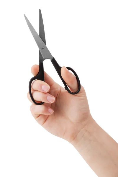 Small steel scissors in hand — Stock Photo, Image
