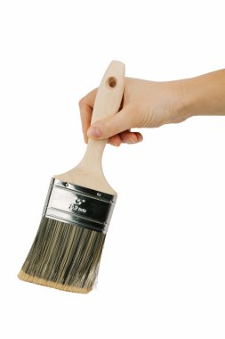 Large paint brush with a wooden handle clipart