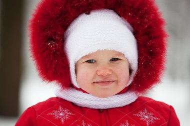 Baby in a winter suit clipart