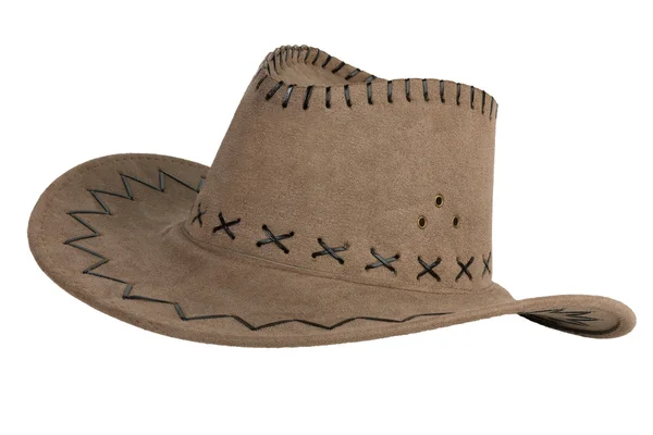 Бежевая ковбойская шляпа с кожаными ножницами — стоковое фото