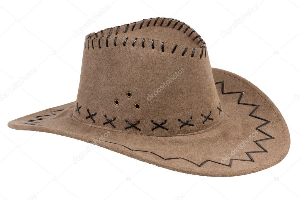 Beige cowboy hat with leather trim