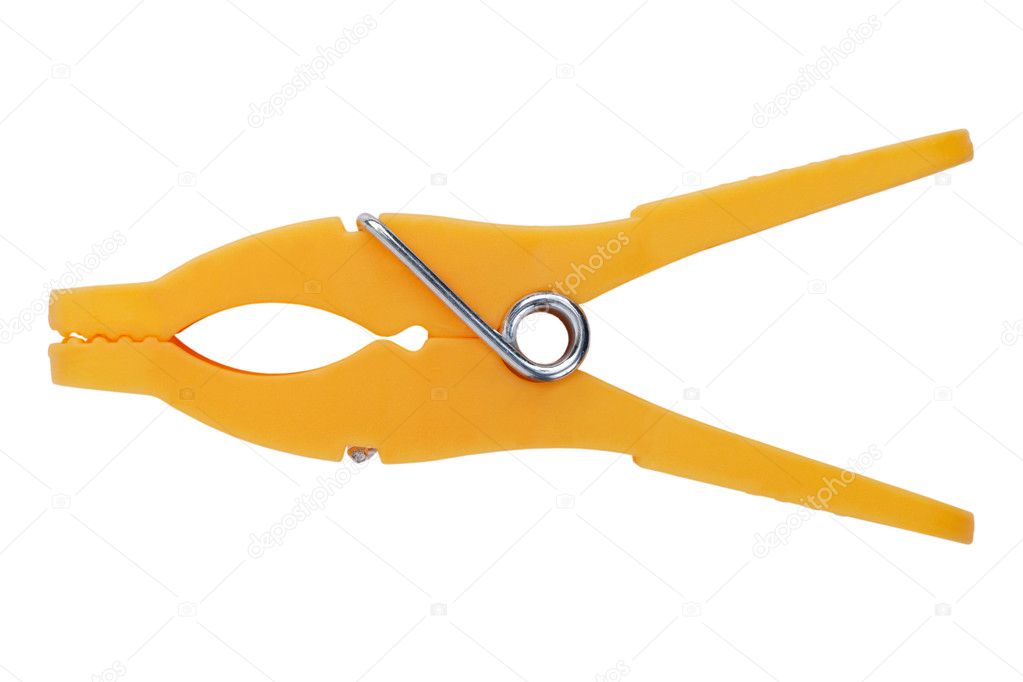 Yellow plastic clothespins with metal spring — Stock Photo © Dimedrol68