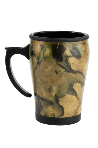 Compact travel mugs with print khaki — Stock Photo, Image