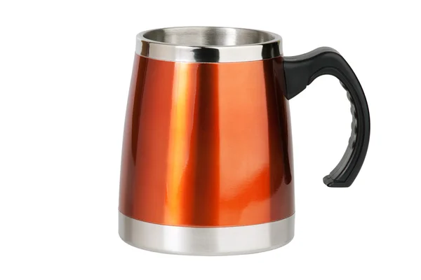 La taza grande roja - el termo con el mango negro — Foto de Stock