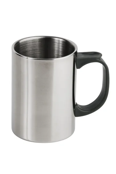 De metalen cup met een plastic pen — Stockfoto