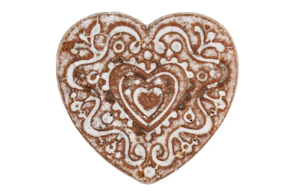 Pão de gengibre em forma de coração — Fotografia de Stock