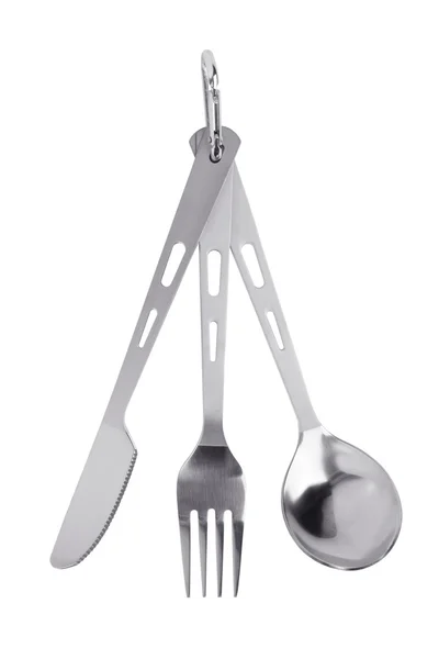 Set da viaggio di forchette, cucchiai e coltelli — Foto Stock