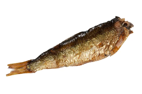 Beyaz bir arka planda küçük hamsi füme balık — Stok fotoğraf