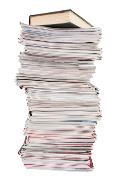 Stack of old magazines and a book — Stock Photo, Image