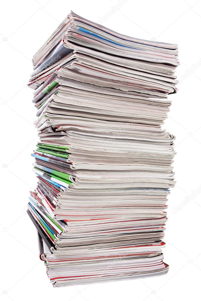 tall stack of magazines