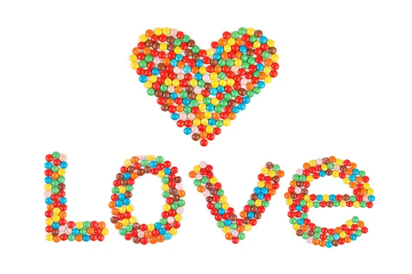 The word "love" and the heart — Stock Photo, Image