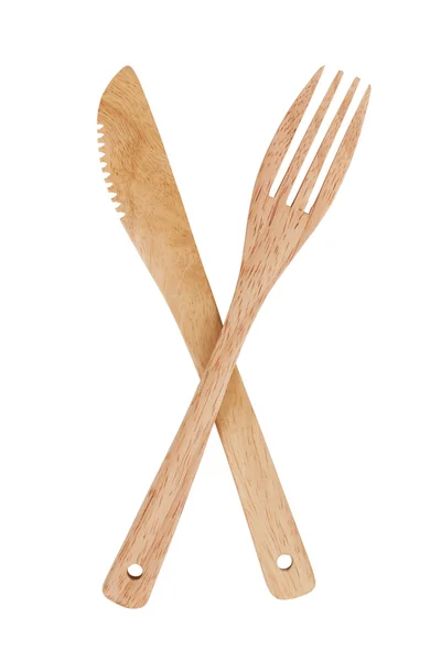 Drewniany nóż i widelec — Zdjęcie stockowe