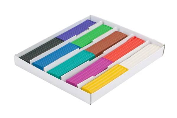 Conjunto de plasticina colorida em uma caixa — Fotografia de Stock