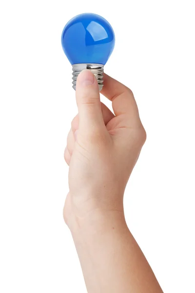 Mänskliga handen med en glödlampa — Stockfoto