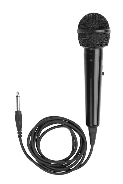 Microfone preto com uma corda — Fotografia de Stock